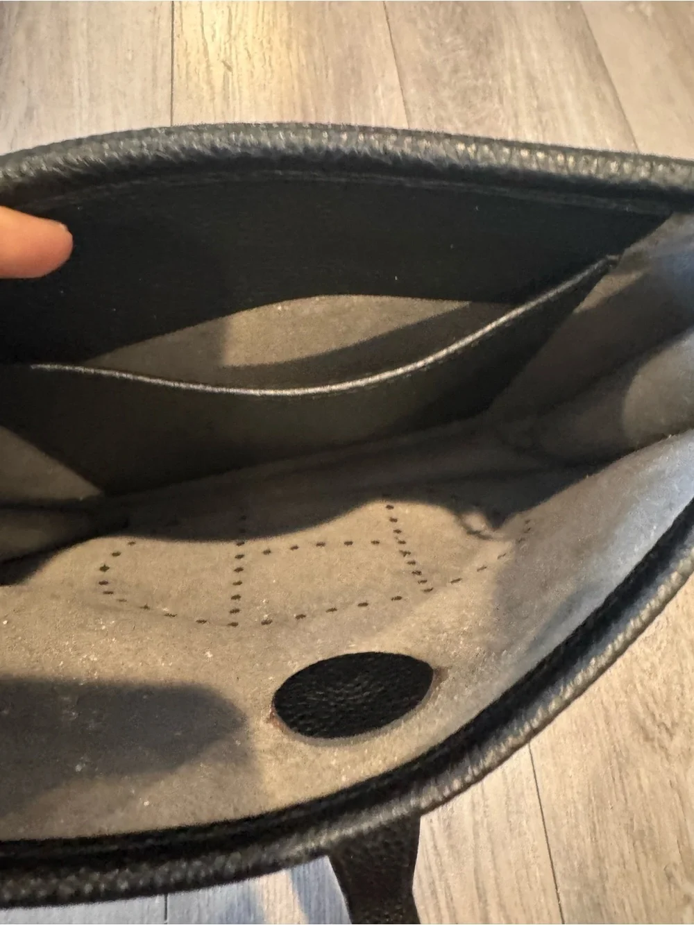 Black Leather Crossbody Bag with Perforated Logo